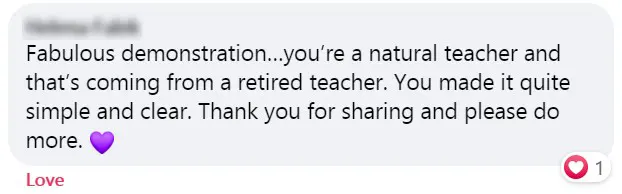 Fabulous Demonstration...you're a natural teacher and that's coming from a retired teacher. You made it quite simple and clear. Thank you for sharing and please do more. Heart Icon