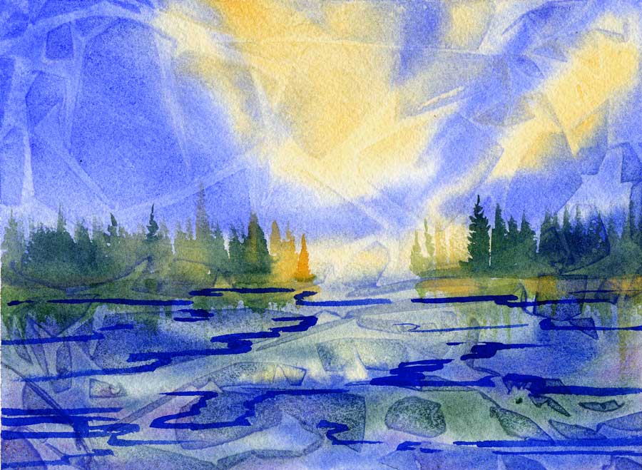 Plastic wrap texture in a Watercolour Waterscape